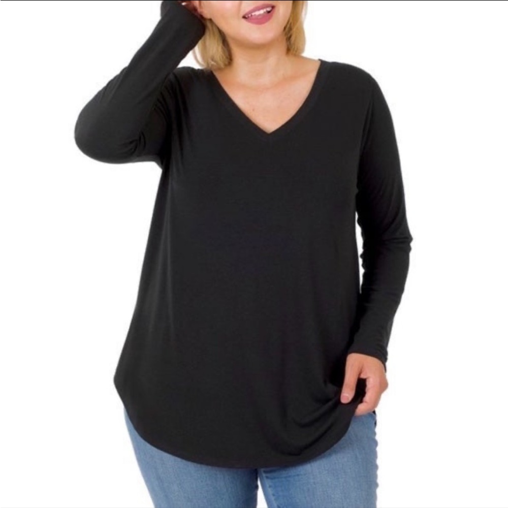 ZENANA Luxe Rayon (Modal) Long Sleeve V-neck Top BUNDLE OF 4